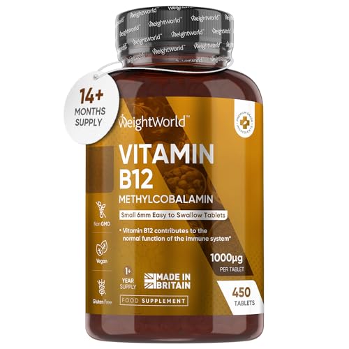 Vitamin B12 Tablets High Strength – 1000mcg Vegan B12 Supplement – 450 Pure Methylcob - Maple Wellness Supplements