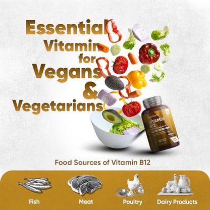 Vitamin B12 Tablets High Strength – 1000mcg Vegan B12 Supplement – 450 Pure Methylcob - Maple Wellness Supplements