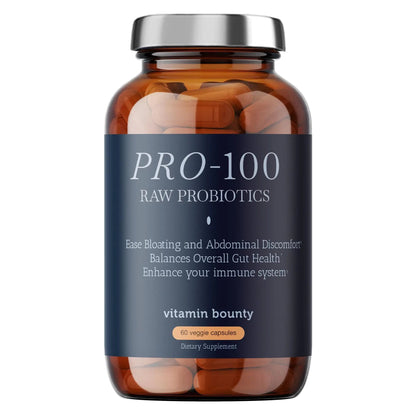 Vitamin Bounty Pro-100 Probiotic 100 Billion CFU - 13 Strains for Digestive Health & Immune Support - High Potency Probiotics for Women & Men - Delayed Release Capsules for Gut Health - 60 Count - Maple Wellness Supplements