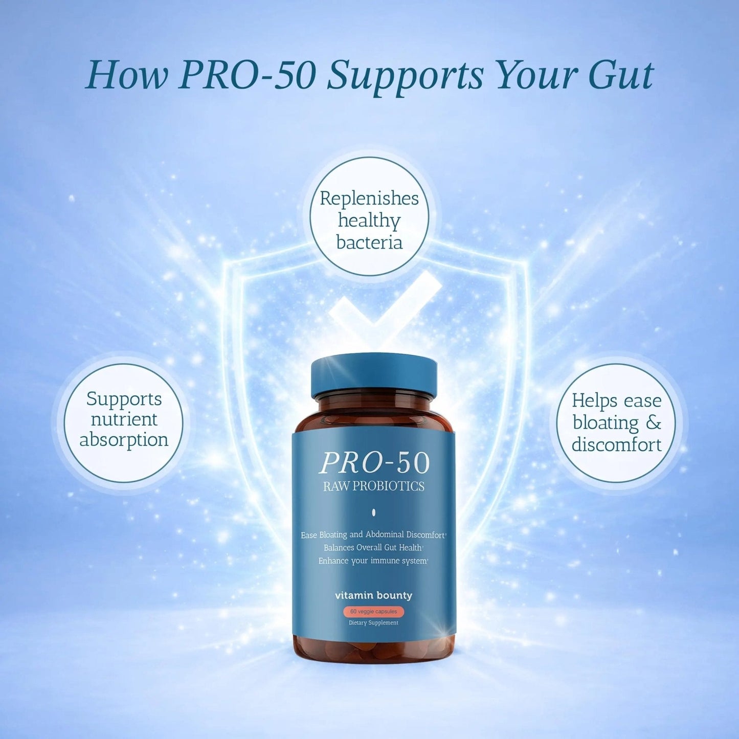 Vitamin Bounty Pro-50 Probiotics 50 Billion CFU for Women & Men - 13 Multi Strain Probiotic + Prebiotic - Digestive Health Supplements for Gut Health Support - Delayed Release Capsules for Men & Women - Maple Wellness Supplements