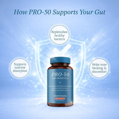 Vitamin Bounty Pro-50 Probiotics 50 Billion CFU for Women & Men - 13 Multi Strain Probiotic + Prebiotic - Digestive Health Supplements for Gut Health Support - Delayed Release Capsules for Men & Women - Maple Wellness Supplements