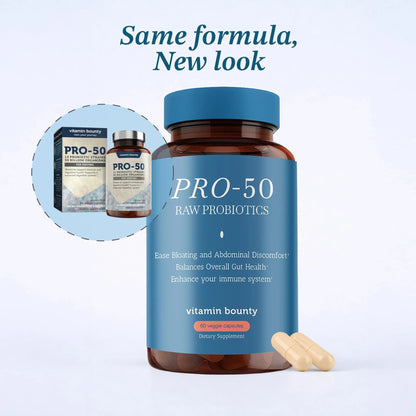 Vitamin Bounty Pro-50 Probiotics 50 Billion CFU for Women & Men - 13 Multi Strain Probiotic + Prebiotic - Digestive Health Supplements for Gut Health Support - Delayed Release Capsules for Men & Women - Maple Wellness Supplements