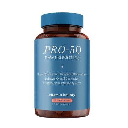Vitamin Bounty Pro-50 Probiotics 50 Billion CFU for Women & Men - 13 Multi Strain Probiotic + Prebiotic - Digestive Health Supplements for Gut Health Support - Delayed Release Capsules for Men & Women - Maple Wellness Supplements