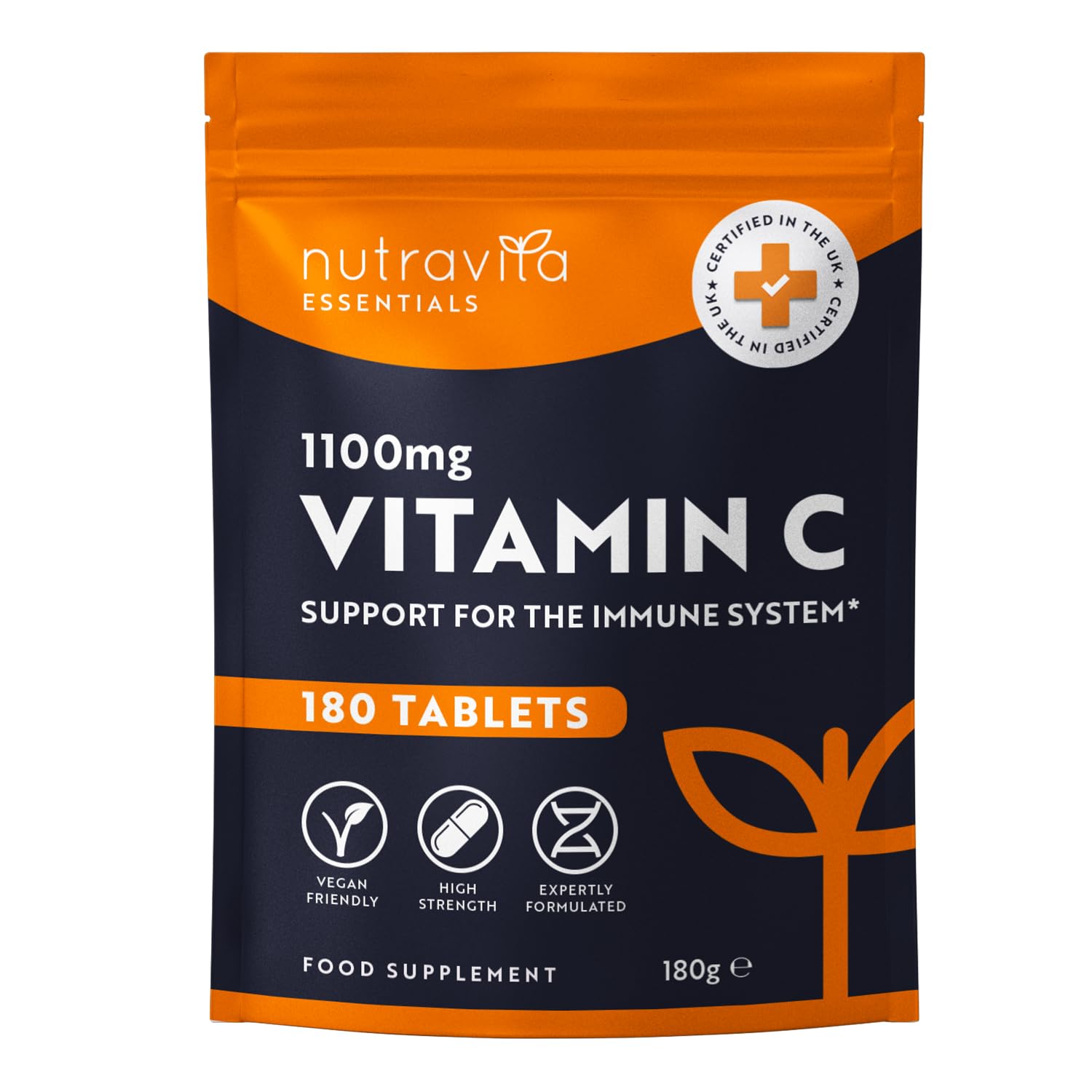 Vitamin C Tablets 1100mg – 180 Premium Vegan and Vegetarian Tablets – 3 Month Supply - Maple Wellness Supplements