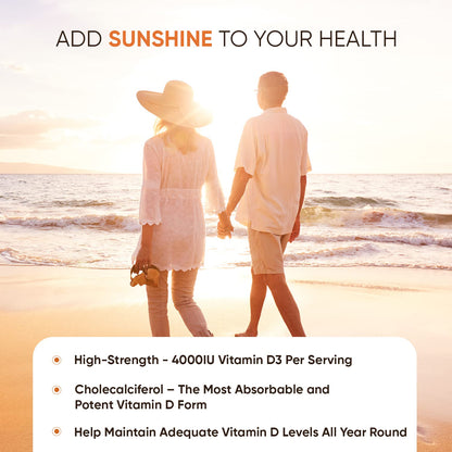 Vitamin D3 4000 IU – 400 High Strength Vitamin D Tablets (1+ Year Supply) – Vegetarian - Maple Wellness Supplements