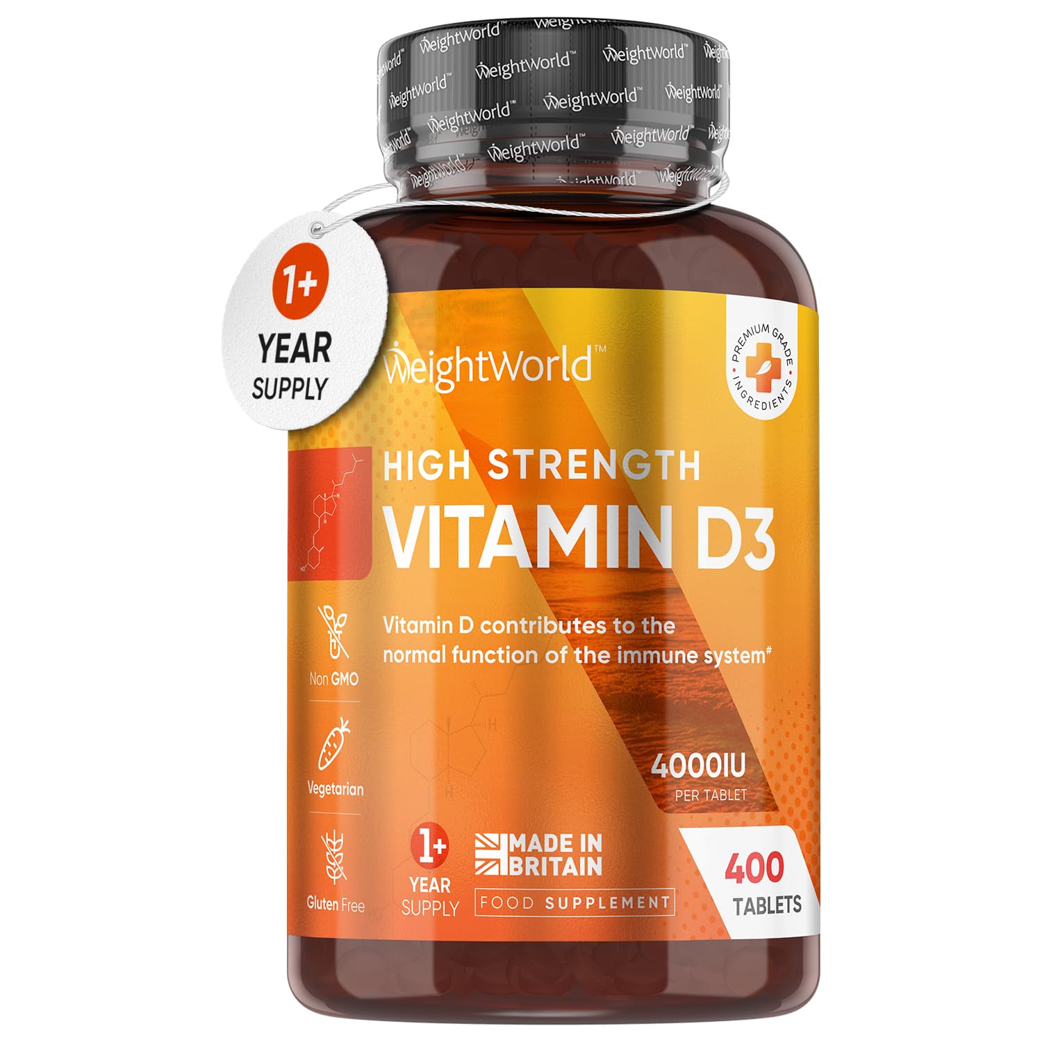 Vitamin D3 4000 IU – 400 High Strength Vitamin D Tablets (1+ Year Supply) – Vegetarian - Maple Wellness Supplements