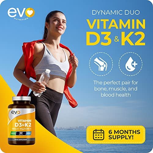 Vitamin D3 4000iu & Vitamin K2 100ug (MK7) |180 Vegetarian Tablets | 1-A-Day | 6 Month - Maple Wellness Supplements