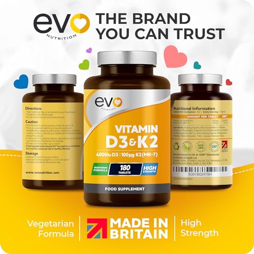 Vitamin D3 4000iu & Vitamin K2 100ug (MK7) |180 Vegetarian Tablets | 1-A-Day | 6 Month - Maple Wellness Supplements