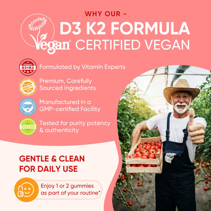 Vitamin D3 K2 Gummies 5000IU / 10,000 IU with 500mg Calcium + K2(MK-7) 200mcg, Magnesium, Vitamin C & Zinc, Extra Strength - Ultimate Absorbency for Bones - Maple Wellness Supplements