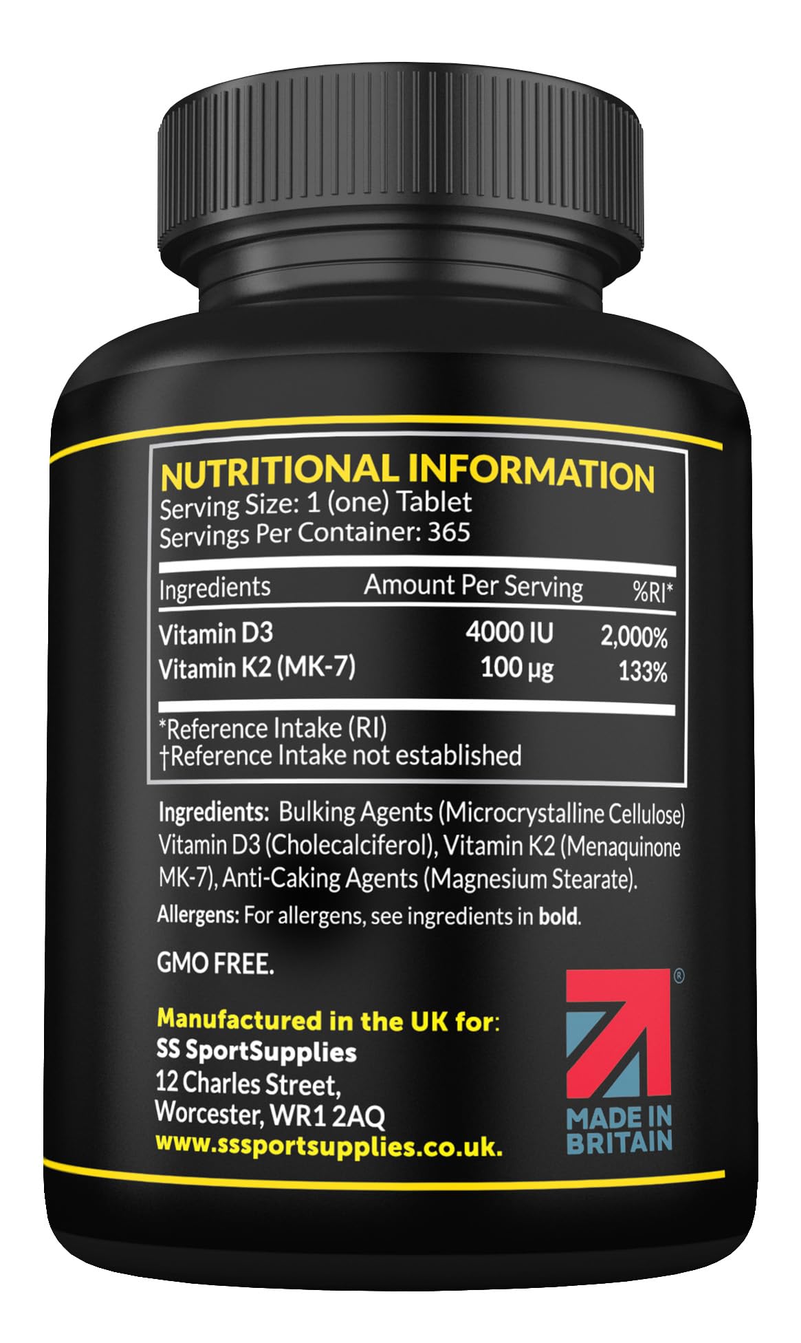 Vitamin D3 K2 High Strength Tablets - 365 Micro Tablets - Vitamin d3 4000 iu and k2 - Maple Wellness Supplements