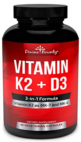 Vitamin K2 (MK7 & MK4) with D3 Supplement - Vitamin K & D as MK-7 100mcg, MK-4 500mcg - Maple Wellness Supplements