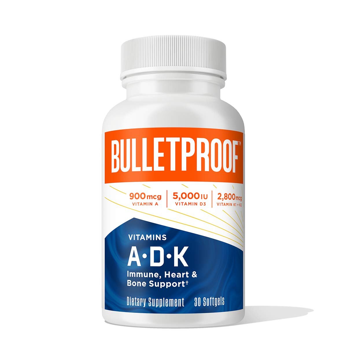 Vitamins A-D-K, 30 Softgels, 900mcg Vitamin A, with 5000 IU D3, K1, K2, K3, High Potency - Maple Wellness Supplements