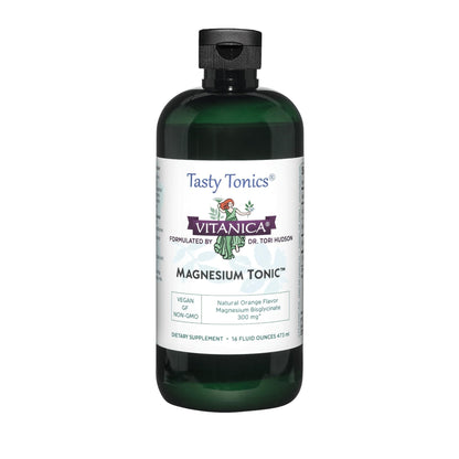 Vitanica Magnesium Tonic, Liquid Magnesium Bisglycinate Chelate 300 mg with Vitamin B6, Dr Formulated Supplement, Orange Flavor, Vegan, Gluten Free and Non-GMO,16 fl oz - Maple Wellness Supplements