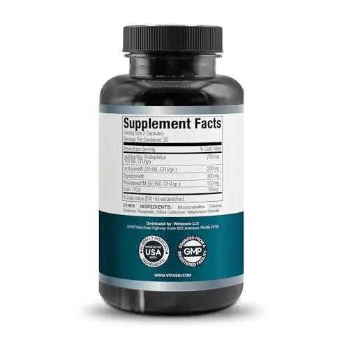 VITASEI Happy Flora, Probiotic Supplement 170 Billion CFU for a Healthy Gut Health with enzymes for Digestion, probiotics for Women and Men, 1 Bottle - 60 Capsules - Maple Wellness Supplements