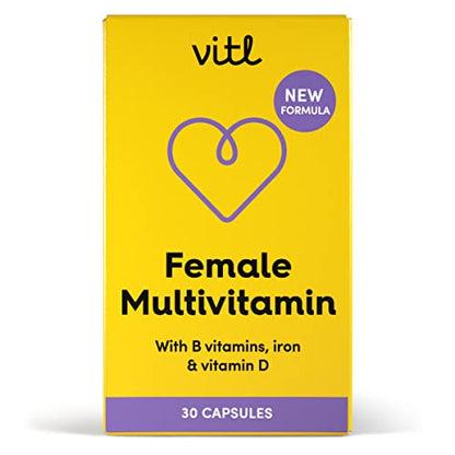 Vitl Female Multivitamin & Minerals Supplement - 30 Vegan Capsules - 21 Essential Active - Maple Wellness Supplements