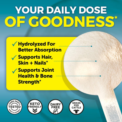 Viva Naturals Collagen Peptides Powder - Grass-Fed Hydrolyzed Bovine, Type I & III - 19 g Protein, Unflavored, Easy Dissolving - Joint, Skin, Hair & Nail Support - Paleo, Keto, Non-GMO - 1lb - Maple Wellness Supplements