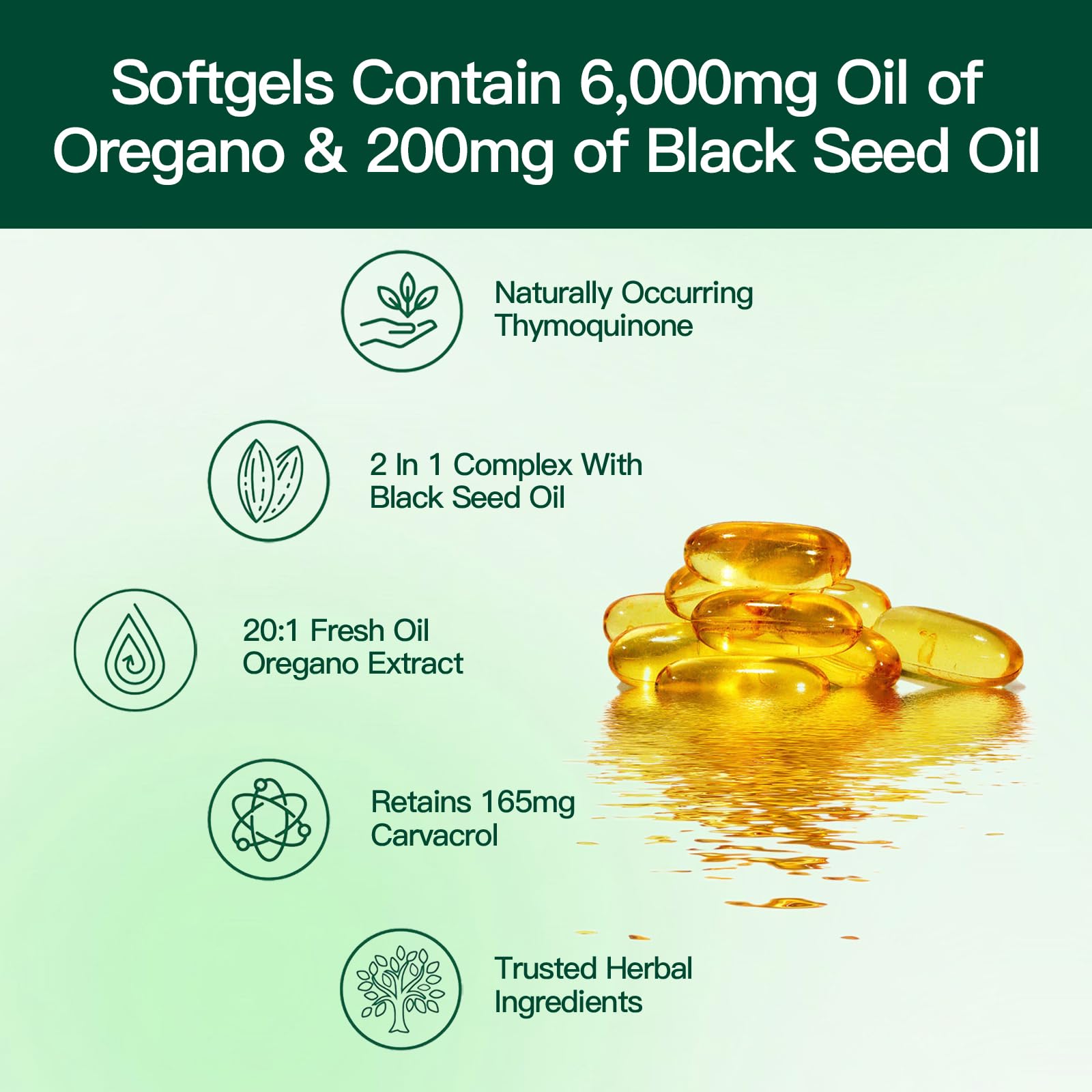 VivoNu Oil of Oregano with Black Seed Oil, Balanced Oil of Oregano Capsules, 300 Count Organic OreganoOil Softgels - Maple Wellness Supplements