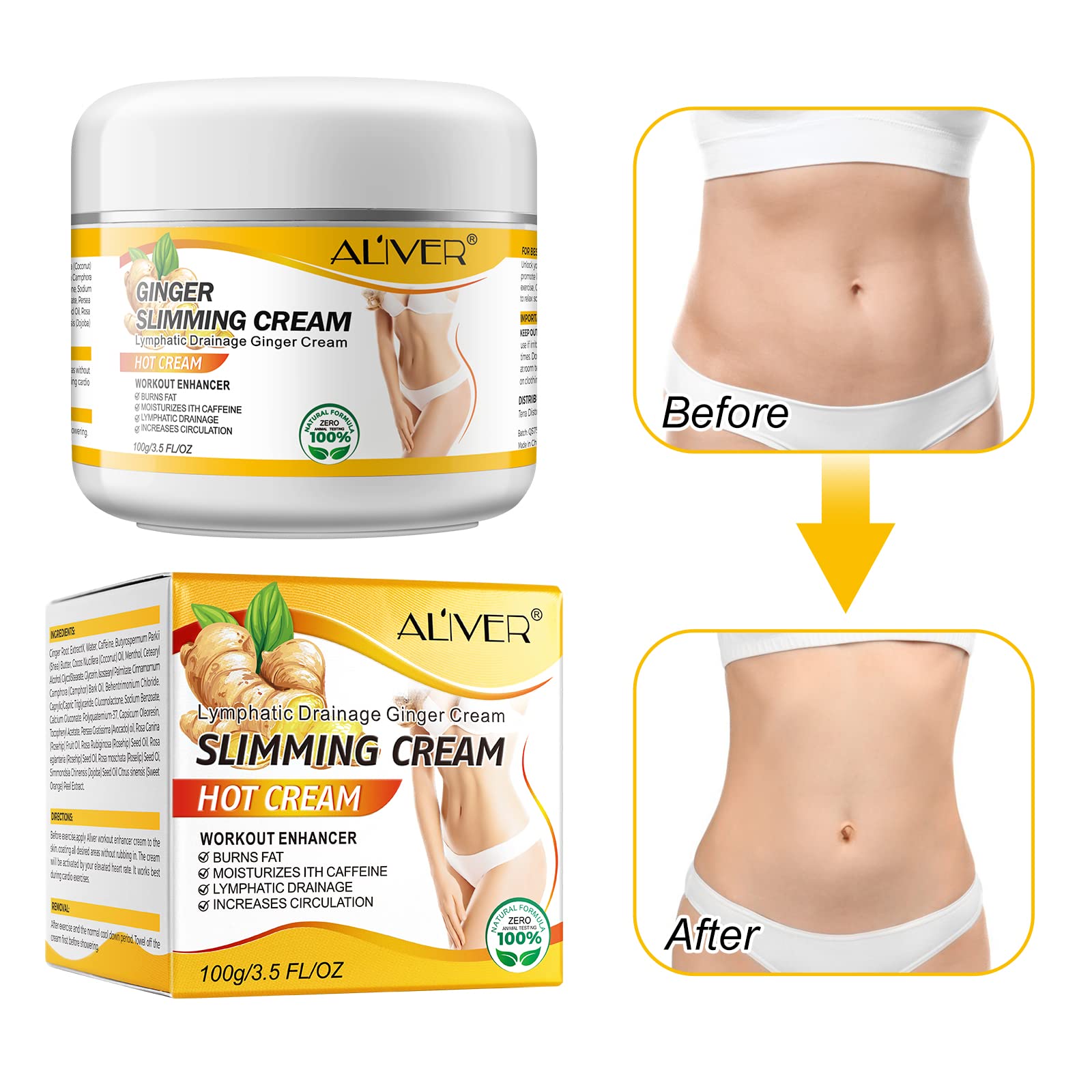 VOGSIG Anti Cellulite Slimming Cream Gel, Hot Cream, Ginger Fat Burning Weight Loss Full - Maple Wellness Supplements
