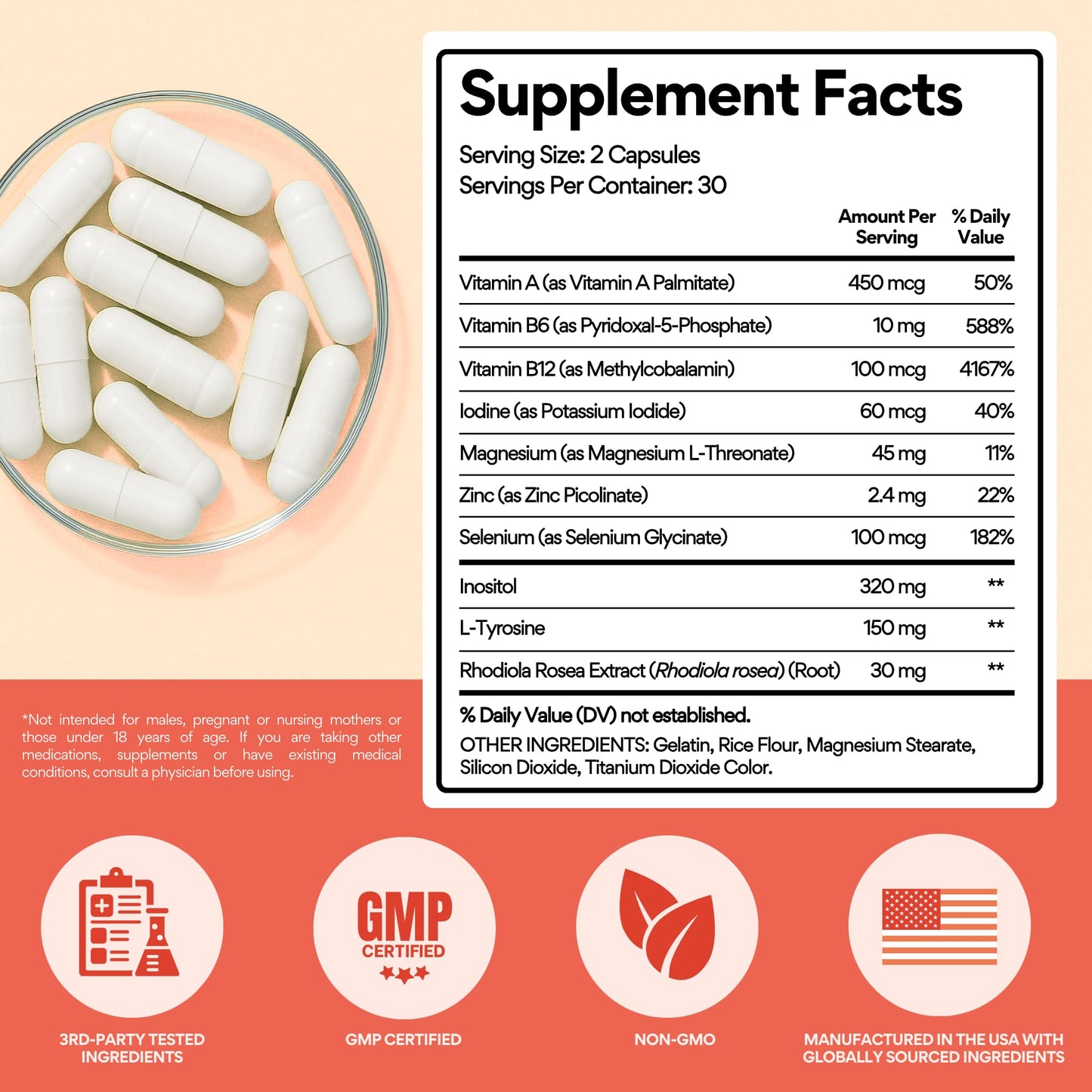 VoomVaya Go Go Thyroid - Thyroid Support for Women 30+ - Female-Focused Hormonal Balance & Thyroid Supplement with Iodine, Selenium & L Tyrosine - 3rd Party Tested - 60 Capsules - Maple Wellness Supplements