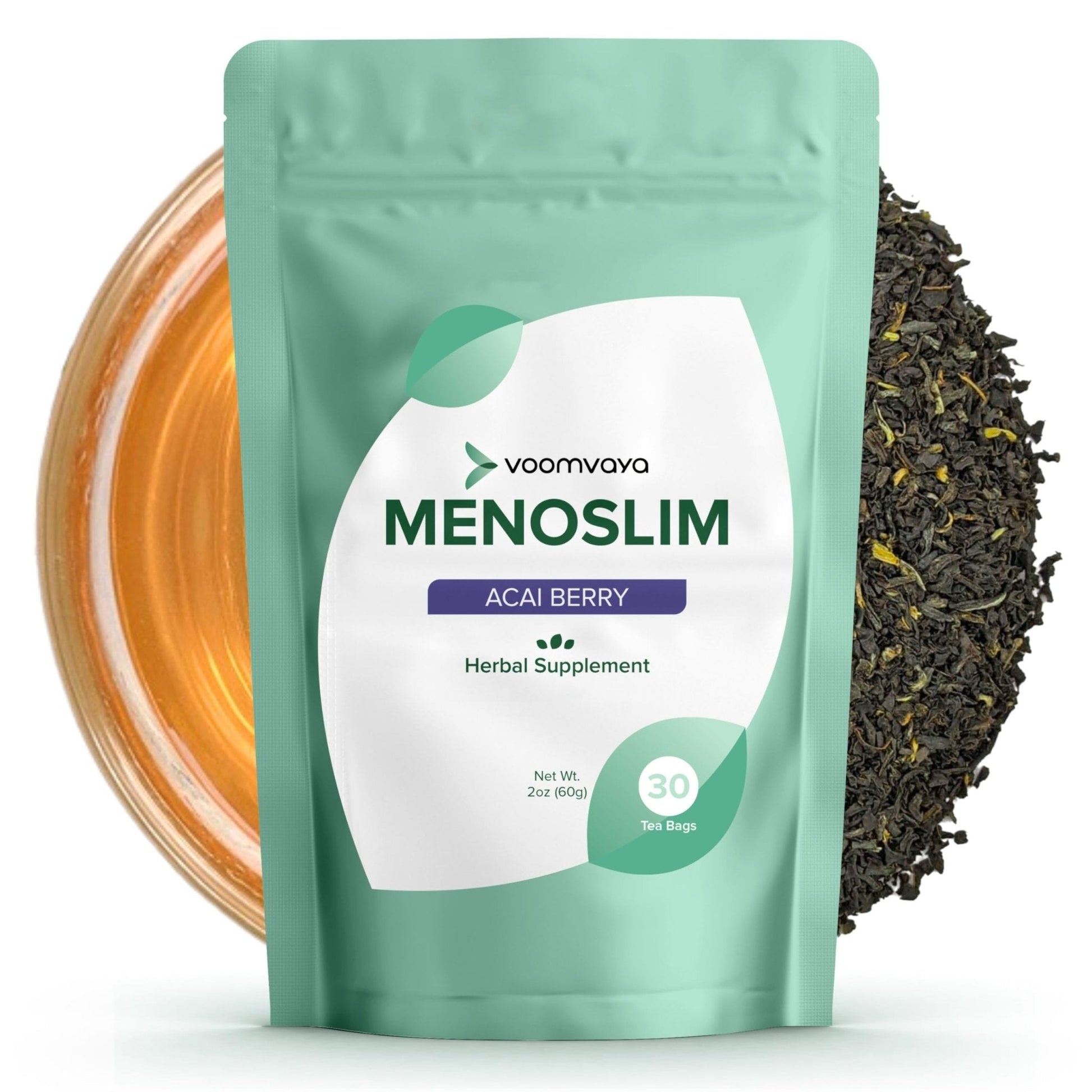 VoomVaya MenoSlim Tea – Menopause & Perimenopause Supplement for Women – Supports Healthy Metabolism & Overall Wellness – Acai Berry Flavor – 30 Tea Bags - Maple Wellness Supplements
