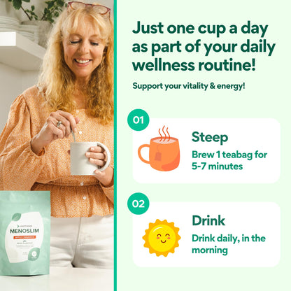 VoomVaya MenoSlim Tea – Menopause & Perimenopause Supplement for Women – Supports Healthy Metabolism & Overall Wellness – Acai Berry Flavor – 30 Tea Bags - Maple Wellness Supplements