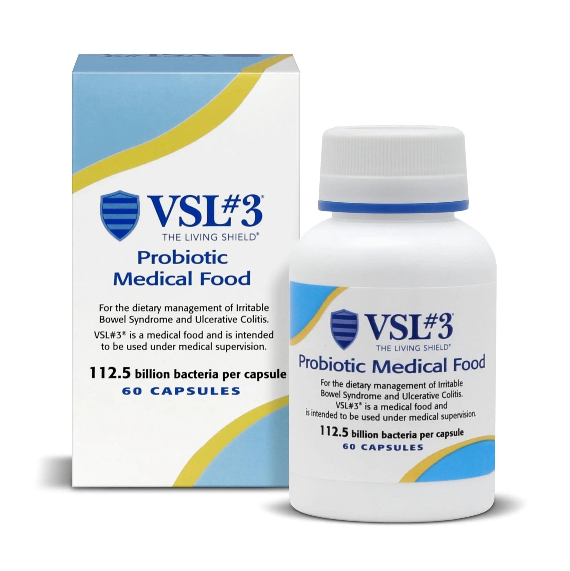 VSL3® Probiotics for Digestive Health, IBS & UC Symptoms - 112.5B CFUs, High-Potency, Multi-Strain, Live, Refrigerated Probiotic, Medical Food for Gut Health Support in Men & Women, 60 Capsules - Maple Wellness Supplements