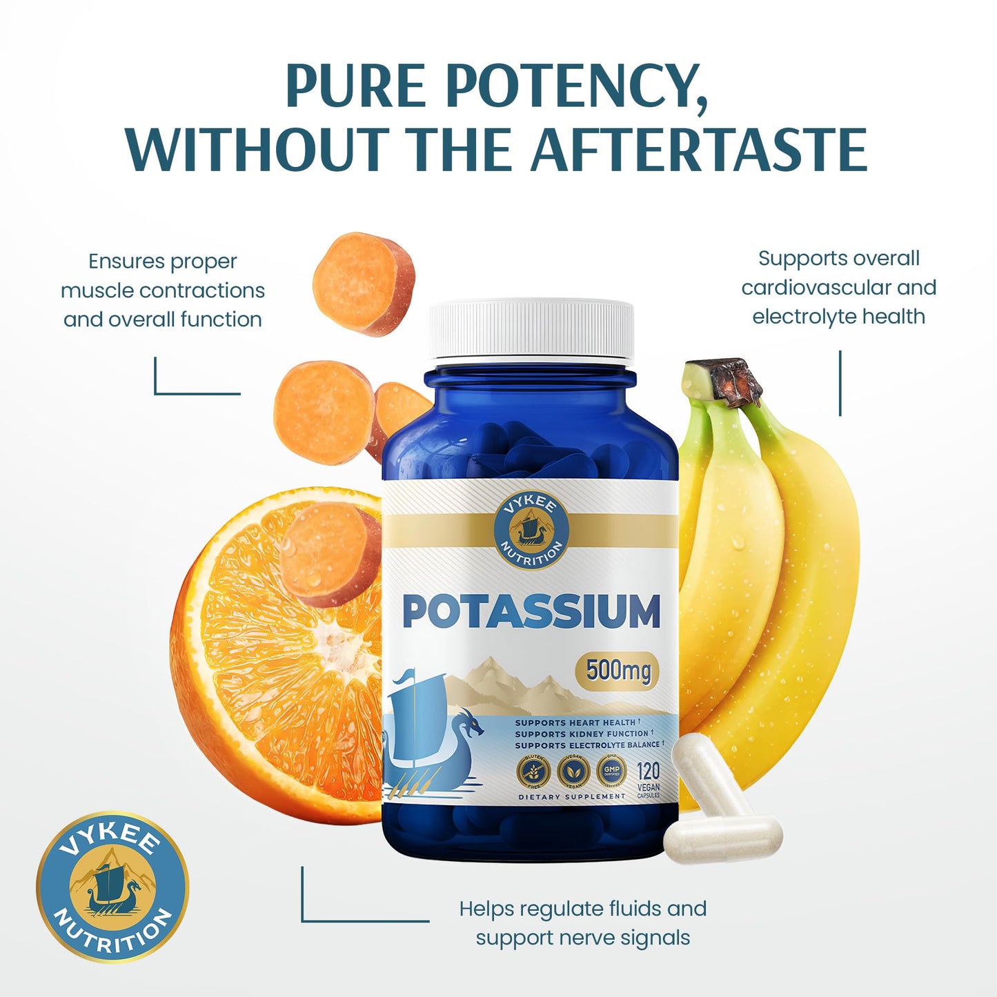 Vykee Nutrition Potassium Citrate Capsules - Supplements for Electrolyte Balance, Muscle & Heart Health - Vegan, Non-GMO, - Maple Wellness Supplements