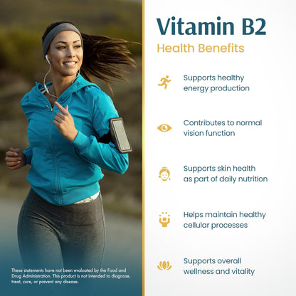 Vykee Nutrition Vitamin B2 Riboflavin Drops - Liquid B2 Supplement for Energy Metabolism, Cellular Function and Vision Support - Vegan, Non-GMO, Gluten-Free - Maple Wellness Supplements