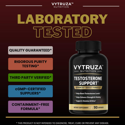 VYTRUZA Nutrition Advanced T-Boost Formula Test Support Capsules, Premium Ingredients, Energy, Strength Support Supplement for Men, 90 Capsules - Maple Wellness Supplements