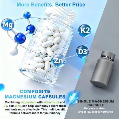 VYXION Magnesium Complex 900mg per Serving – High Absorption Magnesium Glycinate with Vitamin D3 K2 Zinc & B Vitamins – Sleep, Calm, Muscle & Nerve Support – 90 Capsules - Maple Wellness Supplements