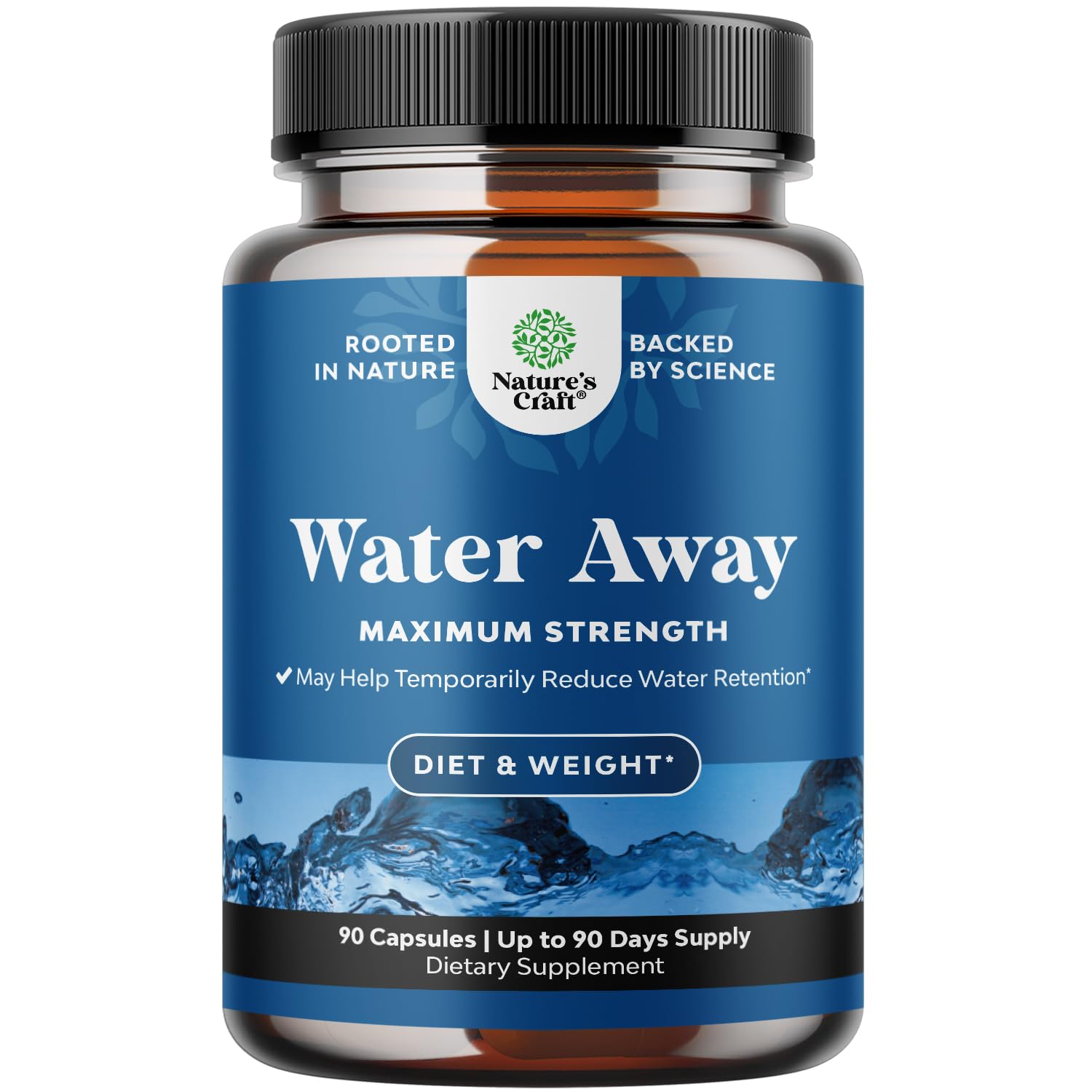 Water Away Herbal Diuretic Pills High Strength - Fluid Retention Supplement with Dandelion Leaf Extract & Green Tea for Bloating Relief for Women & Men - Maple Wellness Supplements