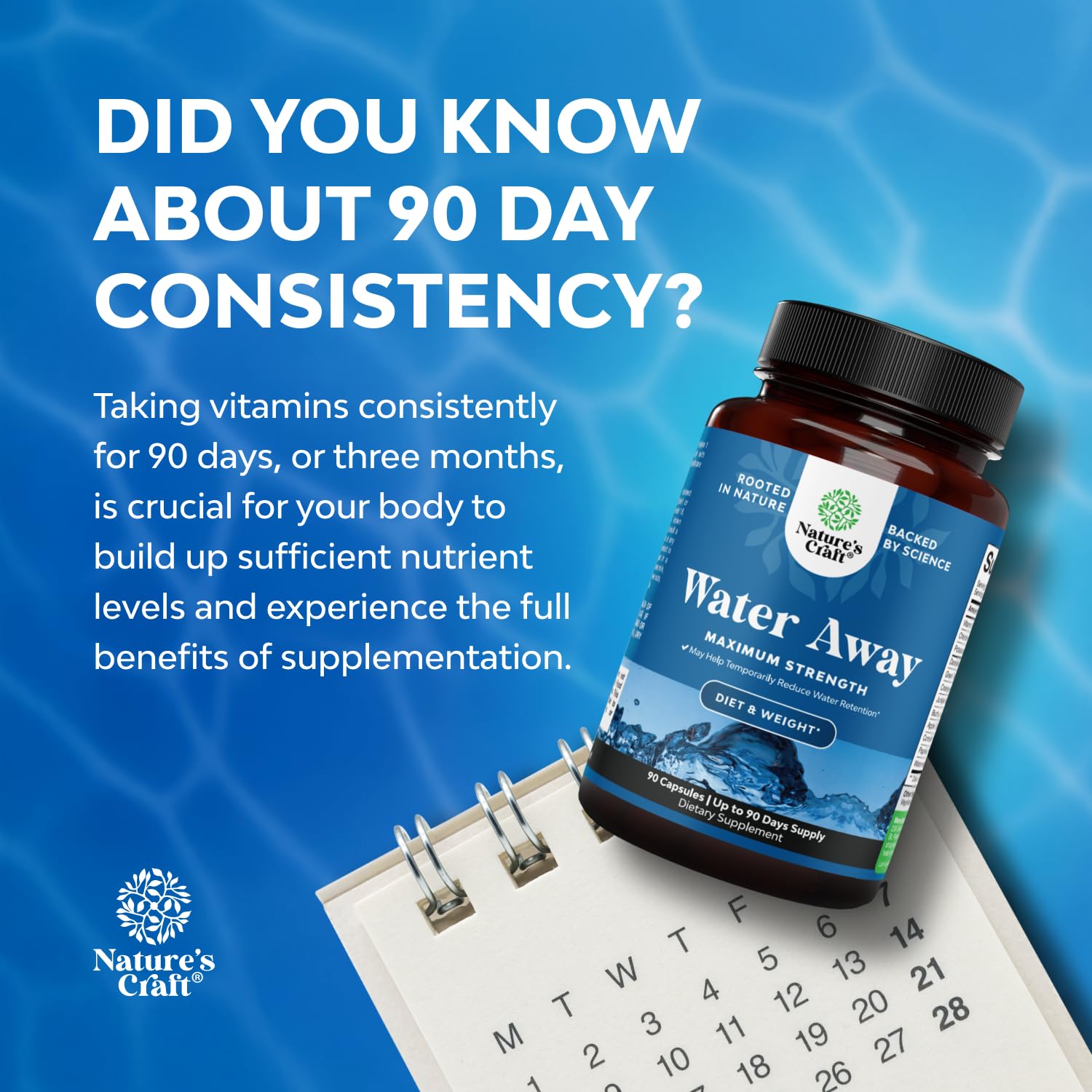 Water Away Herbal Diuretic Pills High Strength - Fluid Retention Supplement with Dandelion Leaf Extract & Green Tea for Bloating Relief for Women & Men - Maple Wellness Supplements
