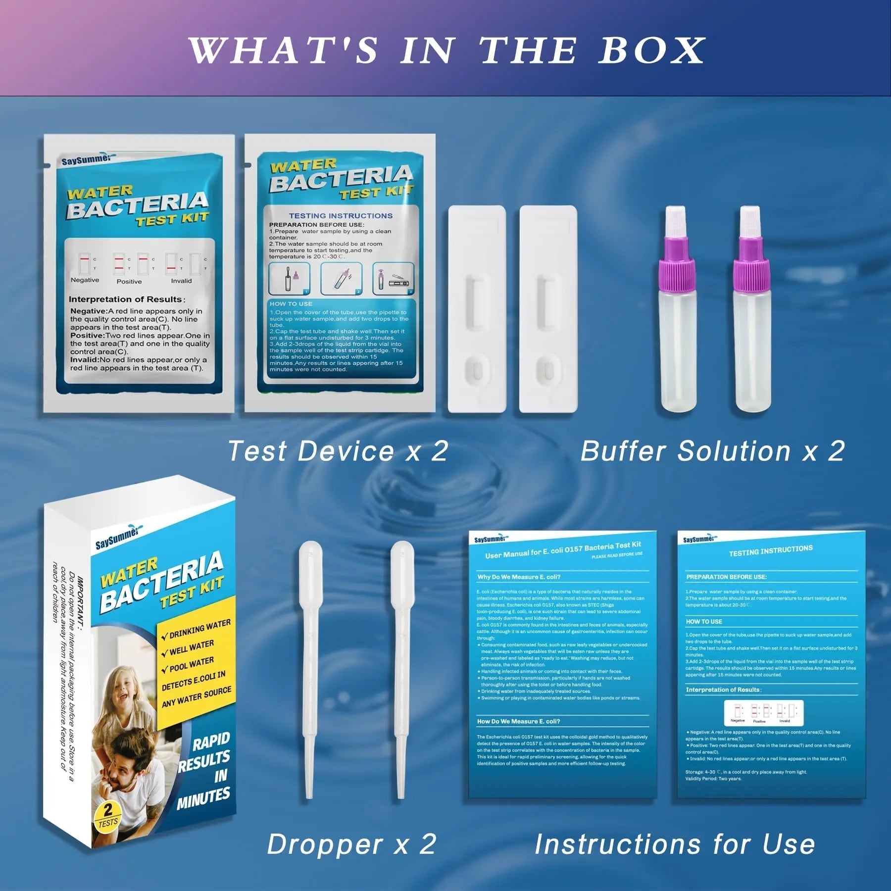 Water Bacteria Test Kit for Drinking Water: Results in 15 Minutes Coliform Bacteria Water Test Kit 2 Counts for Any Water Source Including Well Water Pool Water - Maple Wellness Supplements