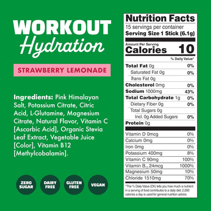 Waterboy Workout Hydration | 2,960mg Sugar Free Electrolyte Powder Packets | L-Glutamine + Vitamins | No Sugar, All Natural, Gluten Free - Maple Wellness Supplements
