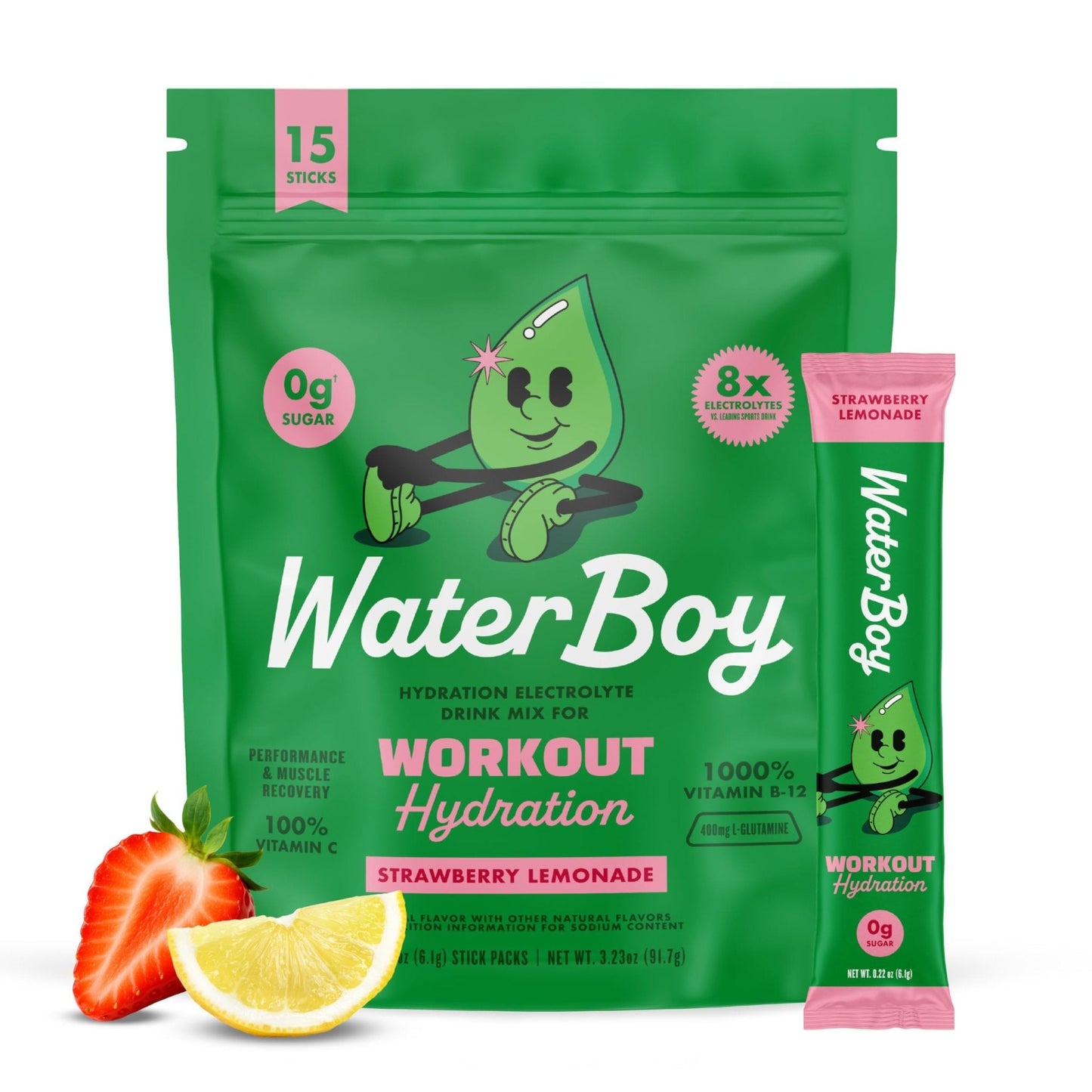 Waterboy Workout Hydration | 2,960mg Sugar Free Electrolyte Powder Packets | L-Glutamine + Vitamins | No Sugar, All Natural, Gluten Free - Maple Wellness Supplements