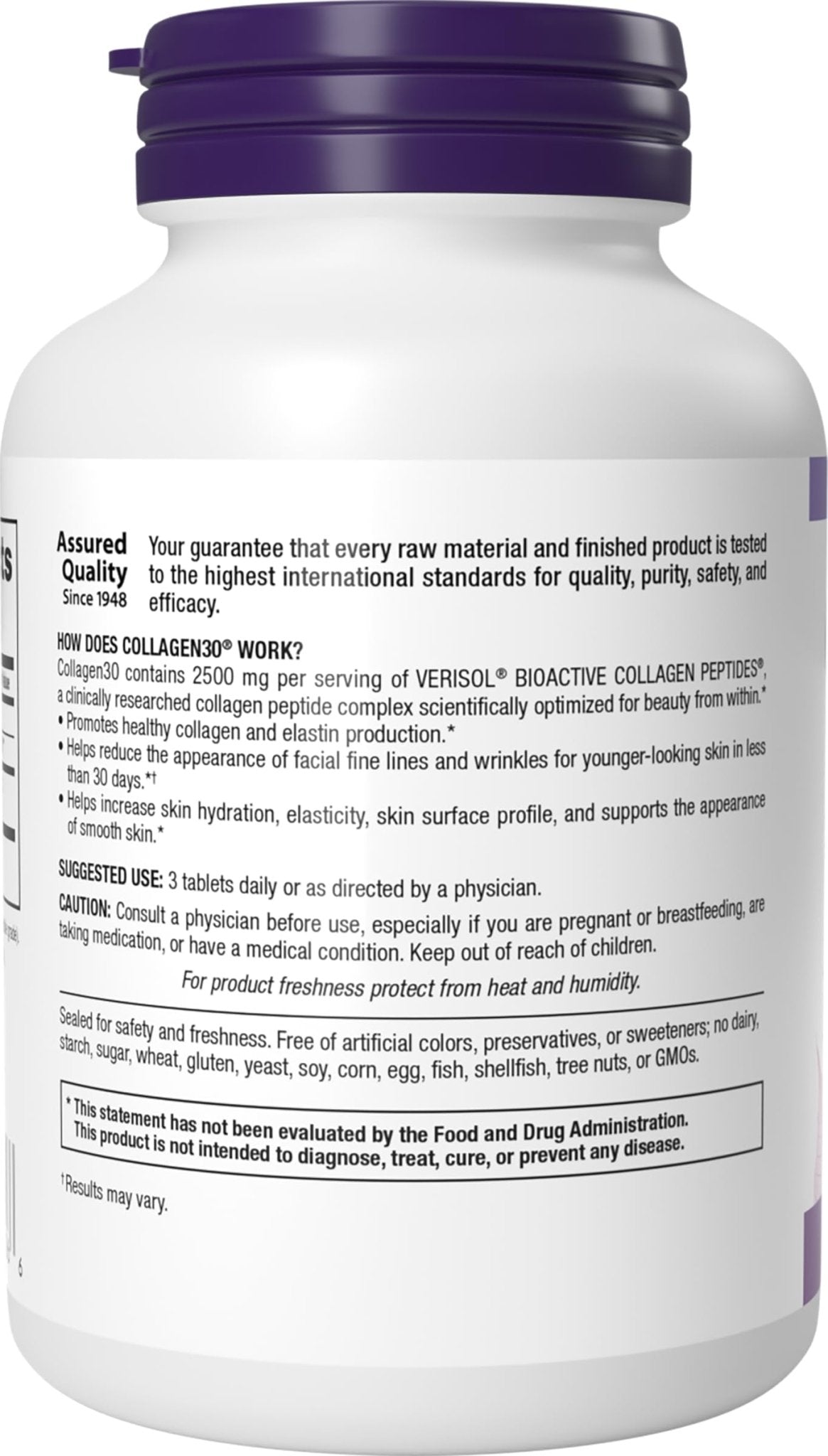 Webber Naturals Collagen30 Anti-Wrinkle, 2,500mg of Bioactive Collagen Peptides Per Serving (3 Tablets), 180 Tablets, Helps Reduce Deep Wrinkles, Fine Lines, Non GMO, Dairy, Gluten Free - Maple Wellness Supplements