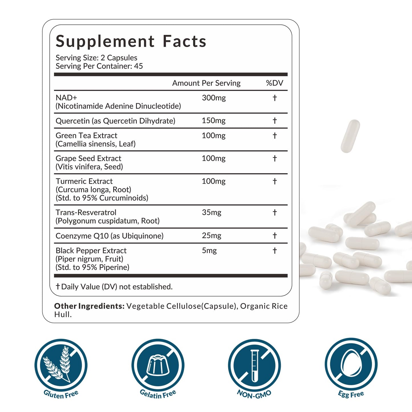 WEEVIT NAD+ Resveratrol Supplement with COQ10, Quercetin, Turmeric, NAD+ Supplement for Men and Women - Energy, Focus & Anti-Aging Support - Gluten Free, Non-GMO - Maple Wellness Supplements