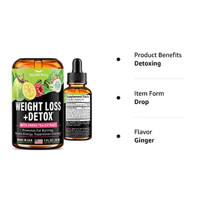 Weight Loss Drops Natural Detox Made in USA - Diet Drops for Fat Loss - Effective Appetite - Maple Wellness Supplements