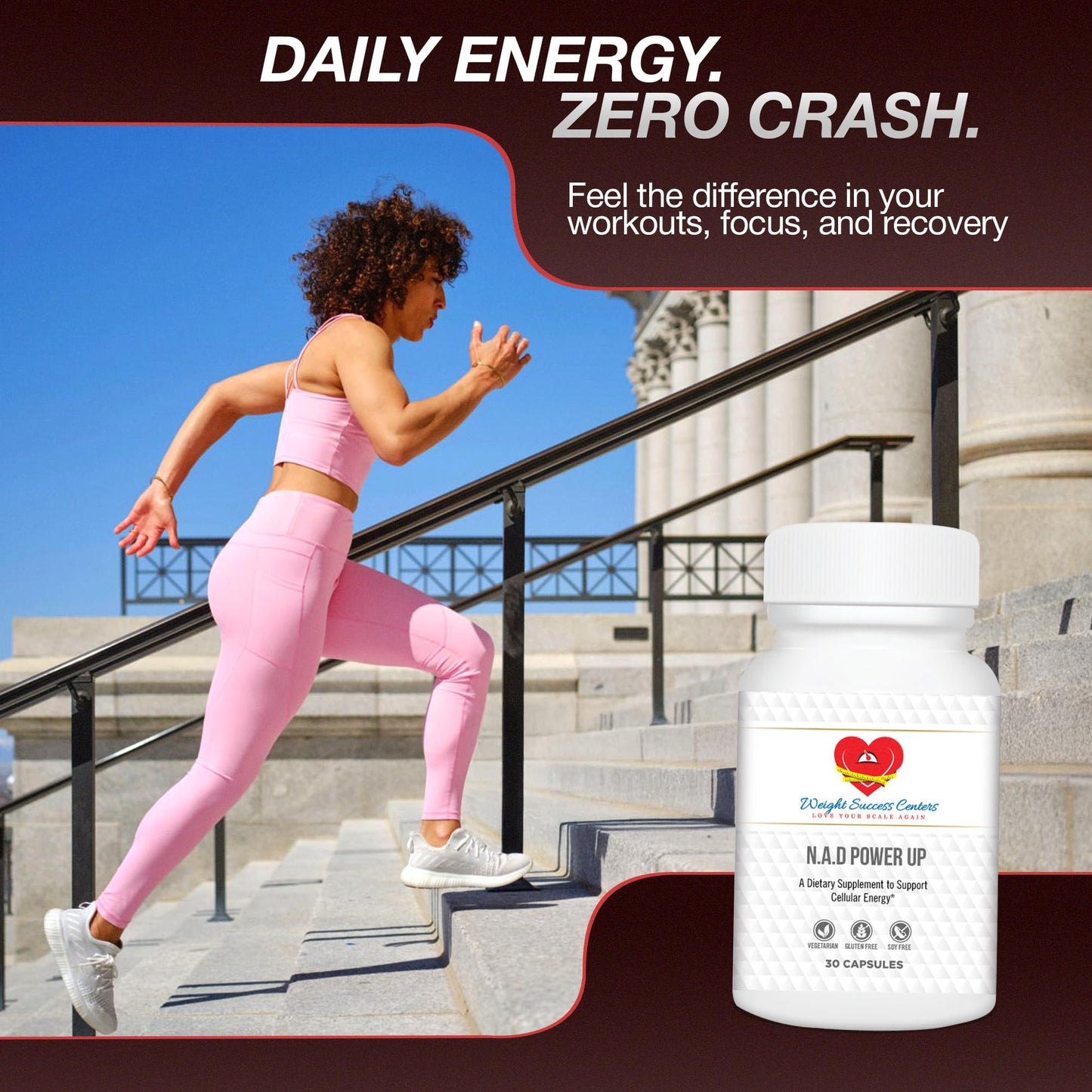 Weight Success Centers NAD+ Power Up Liposomal NAD+ Supplement – High Potency for Cellular Energy & Healthy Aging – Vegan, Gluten-Free, Non-GMO – for Men & Women – 30-Day Supply - Maple Wellness Supplements