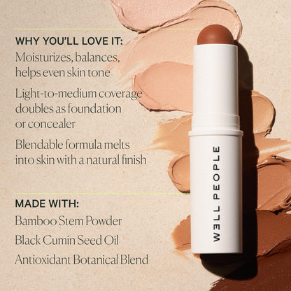 Well People Supernatural Complexion Stick Foundation + Concealer, Buildable, Light-to-Medium Coverage, Soft Matte Finish, Lightweight + Hydrating, Multi-Use, Vegan & Cruelty-Free, 20 Light Medium Warm - Maple Wellness Supplements