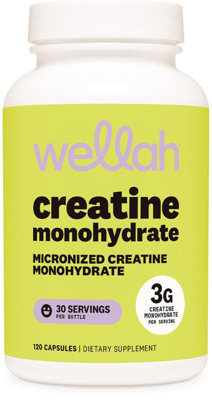 Wellah Creatine Monohydrate Capsules (3000 mg) 120 Capsules - Micronized Creatine, 30 Servings - Maple Wellness Supplements