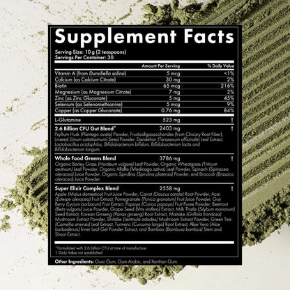 WelleCo The Super Elixir, Daily Greens Powder with Probiotics, Superfoods & Whole Foods, Unflavored Drink Mix for Gut Health, Immunity, Energy, Skin & Hair, 10.5oz Jar - Maple Wellness Supplements