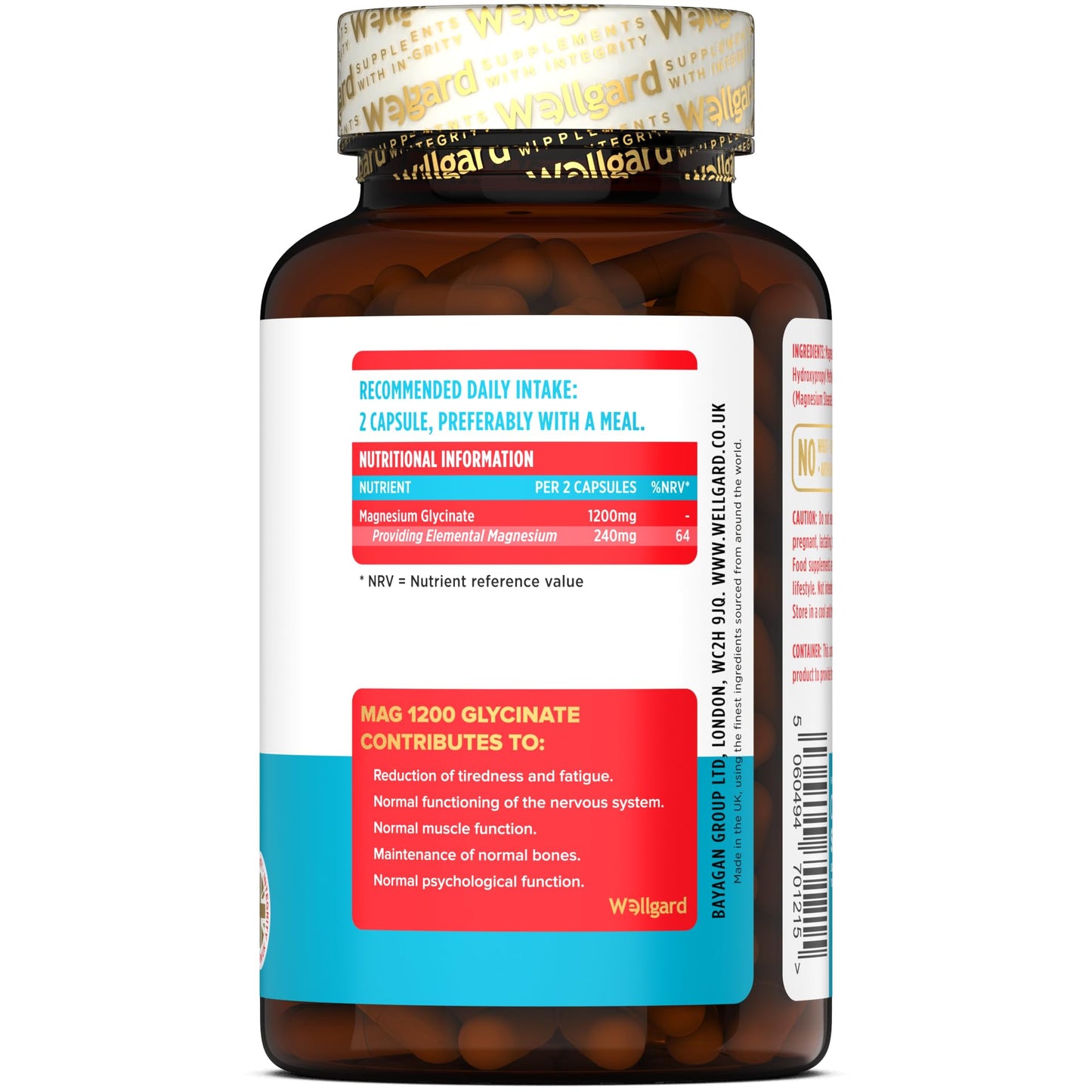 Wellgard Magnesium Glycinate, Mag 1200, High Strength Magnesium Bisglycinate - Maple Wellness Supplements