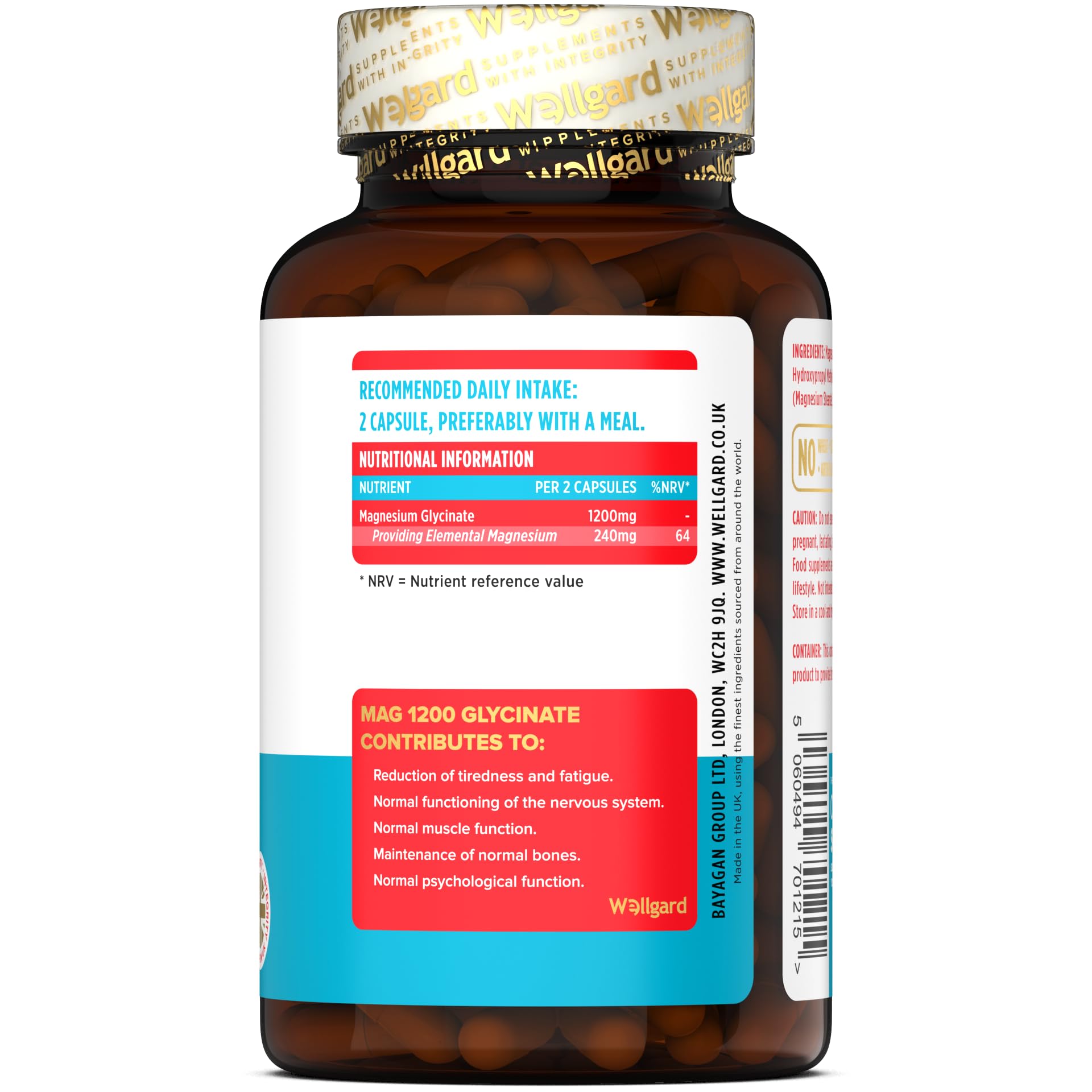 Wellgard Magnesium Glycinate, Mag 1200, High Strength Magnesium Bisglycinate - Maple Wellness Supplements