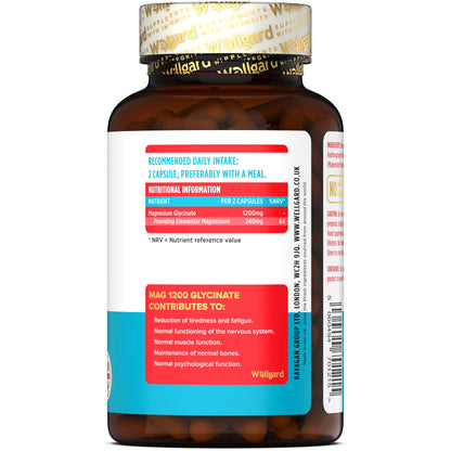 Wellgard Magnesium Glycinate, Mag 1200, High Strength Magnesium Bisglycinate - Maple Wellness Supplements