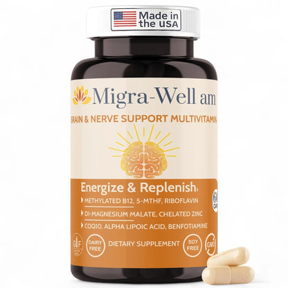 Wellkasa Migra-Well AM: Energizing Daily Methylated Multivitamin with Bioavailable Minerals & Antioxidants Supporting Brain - Maple Wellness Supplements