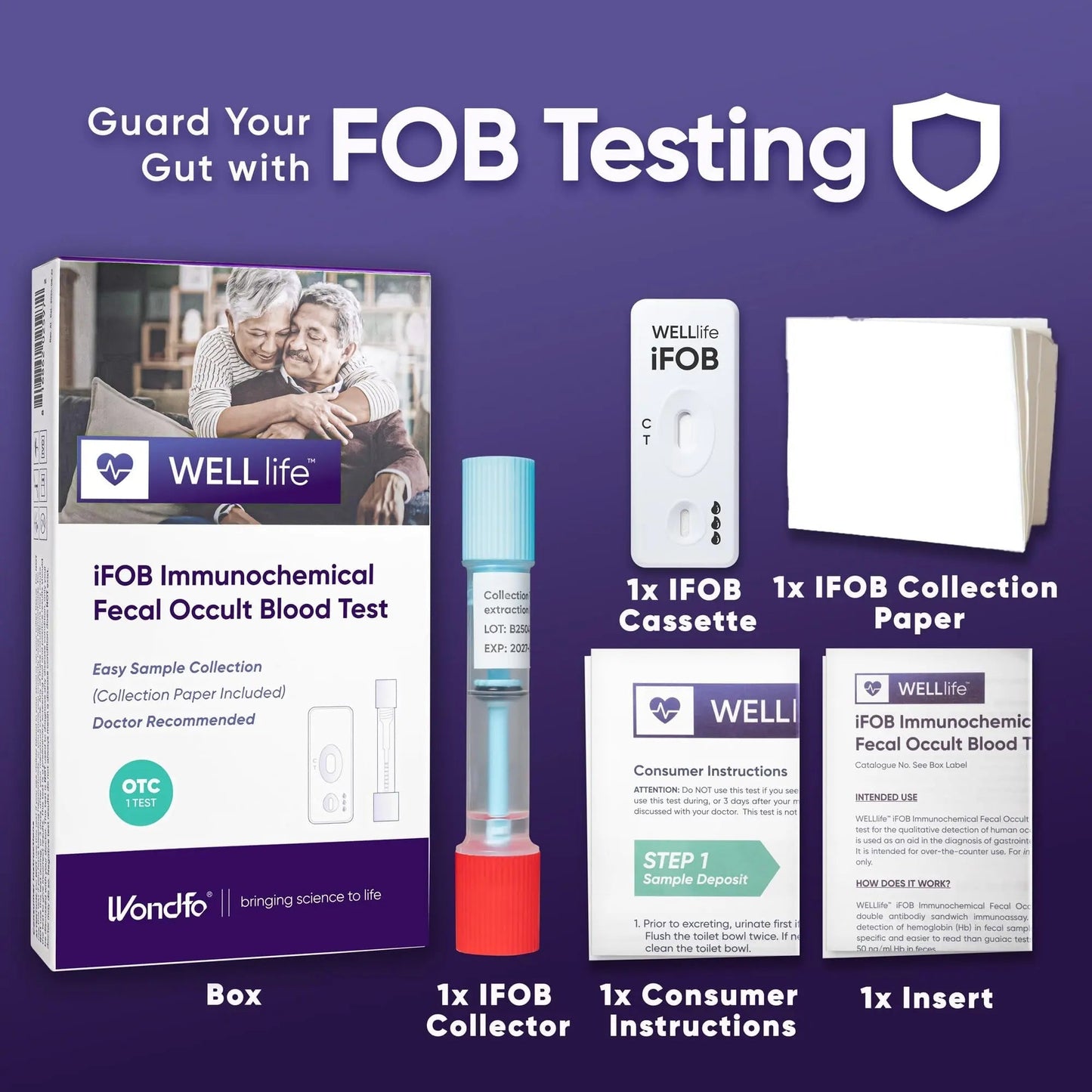 WELLlife iFOB Immunochemical Fecal Occult Blood Test, Colon Screening Test Kit Stool Test at Home Easy to Use, 1 Test Detect Hidden Blood in 10 Minutes FOB Test for Home - Maple Wellness Supplements