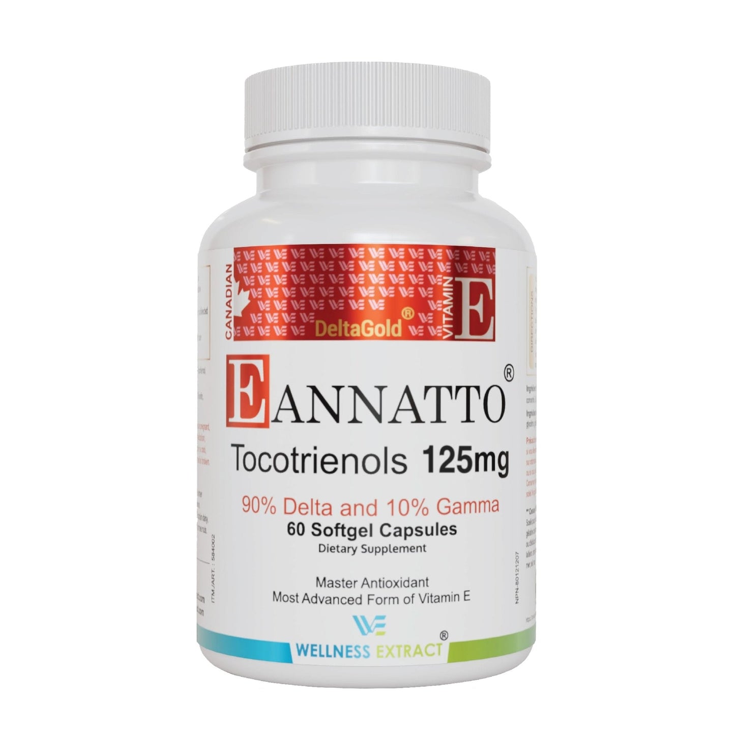 WELLNESS EXTRACT Eannatto Tocotrienols Vitamin E Supplements Tocopherol Free, Non-GMO, Gluten Free & Antioxidant (125MG 60 Softgels) - Maple Wellness Supplements