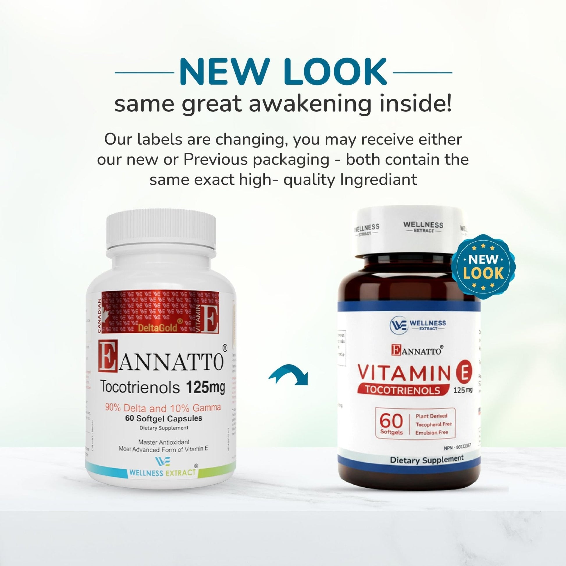 WELLNESS EXTRACT Eannatto Tocotrienols Vitamin E Supplements Tocopherol Free, Non-GMO, Gluten Free & Antioxidant (125MG 60 Softgels) - Maple Wellness Supplements