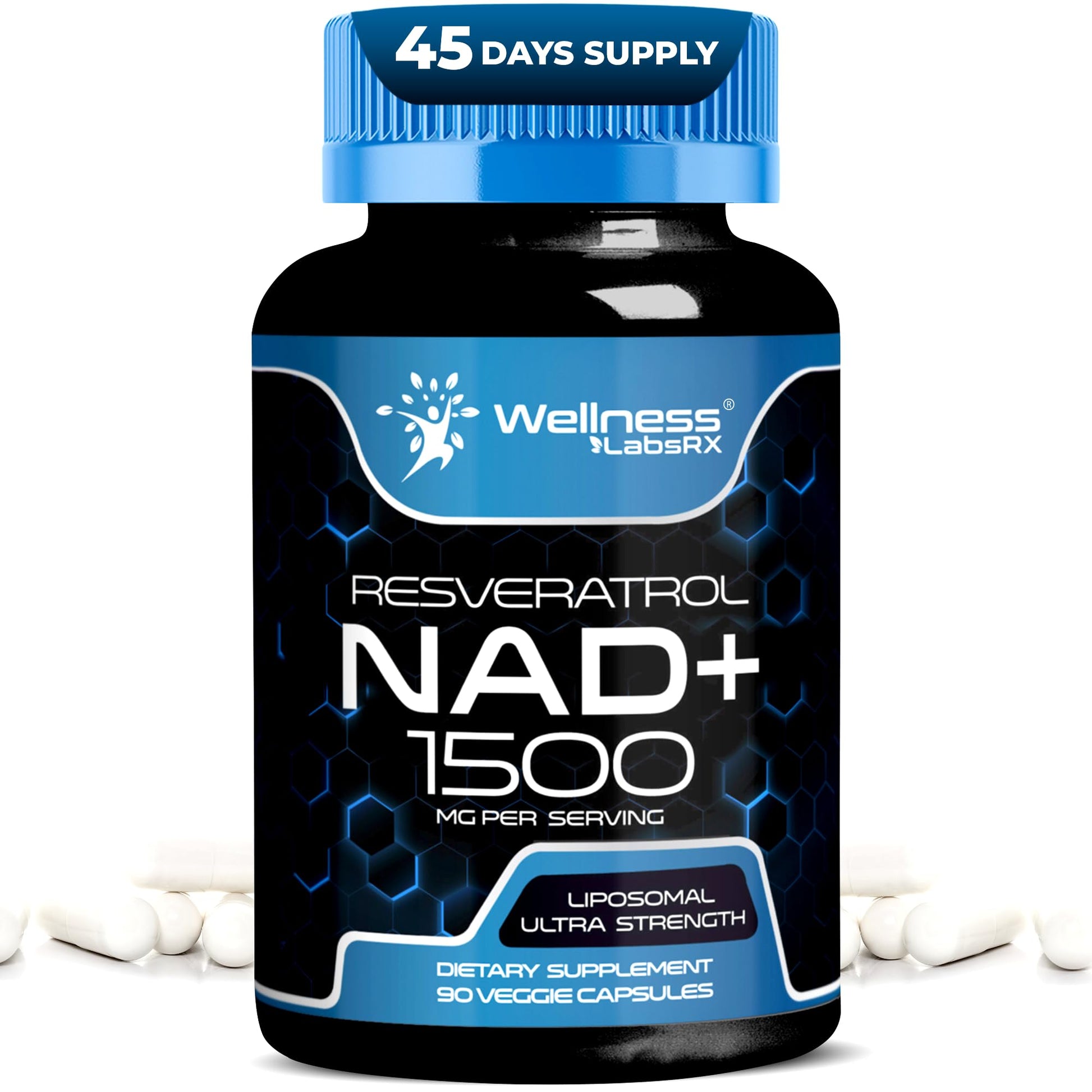 Wellness LABSRX Liposomal NAD Supplement, 1500mg - USA Made, NAD Resveratrol Supplement for Women and Men, NAD+ Support Cellular Health - Maple Wellness Supplements